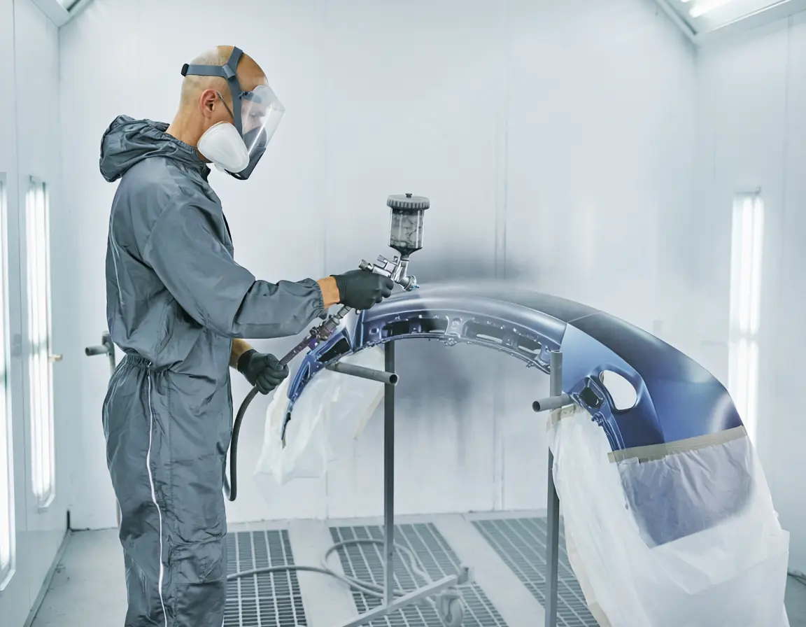 Automotive paint workstation with two separate unbranded containers
